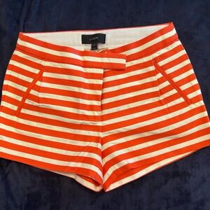 J. Crew Bold Deep Orange/Red and White Striped Shorts